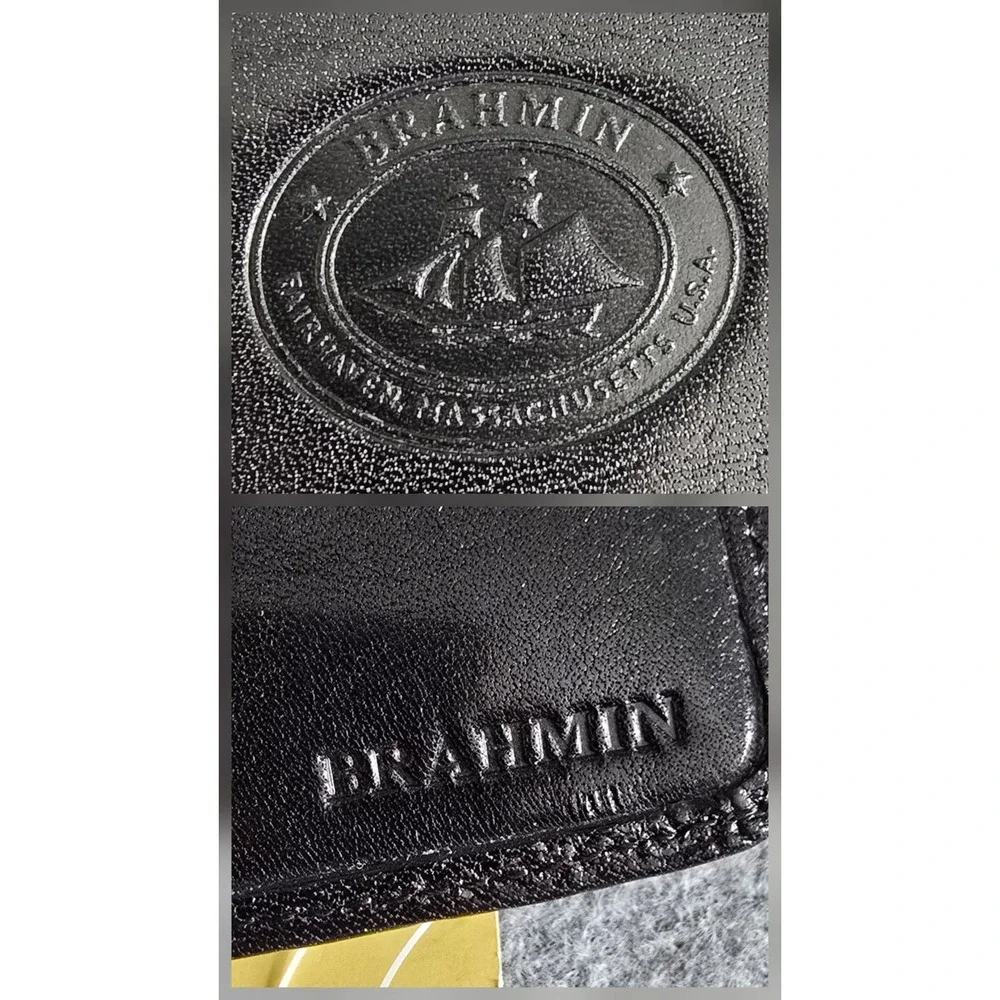 NWT Vintage Brahmin Tuscan Snap Credit Card Wallet Black Brown Model 68218BK